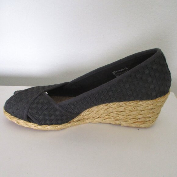 Lauren Ralph Lauren Womens Black Peep Espadrille w/2" Jute Wedge Heel - 6M - Picture 5 of 8